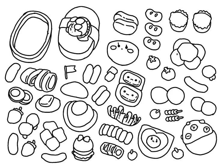 Sticker Tranh Tô Màu Đồ Ăn Vặt Cute: 50 Mẫu Hình Đáng Yêu 54