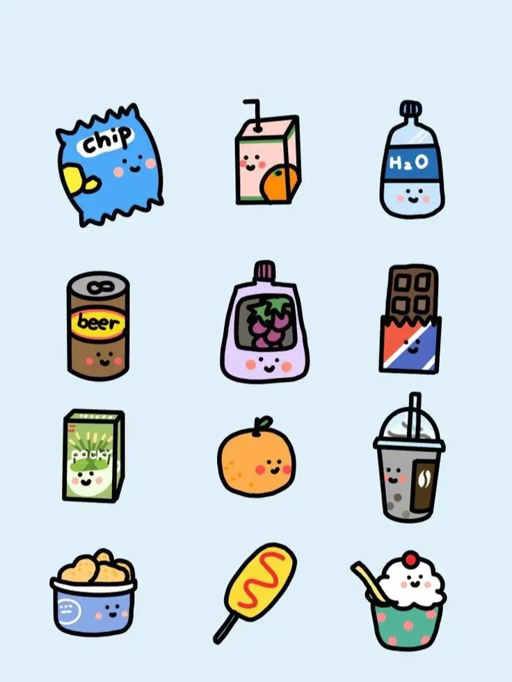 Sticker Tranh Tô Màu Đồ Ăn Vặt Cute: 50 Mẫu Hình Đáng Yêu 57