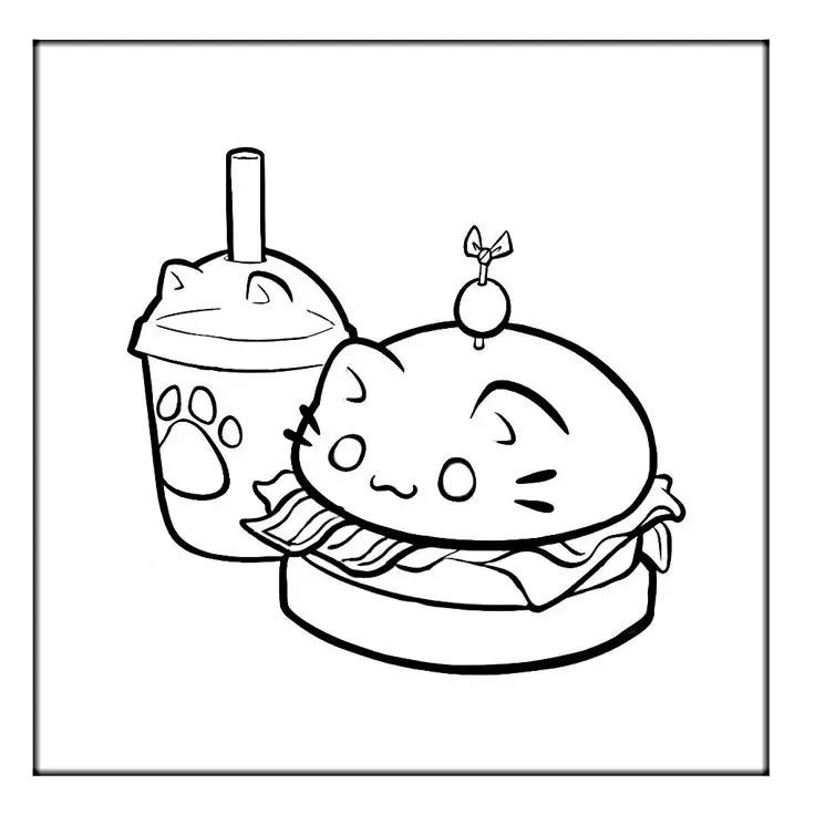 Sticker Tranh Tô Màu Đồ Ăn Vặt Cute: 50 Mẫu Hình Đáng Yêu 60