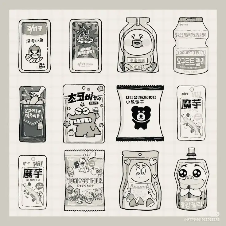 Sticker Tranh Tô Màu Đồ Ăn Vặt Cute: 50 Mẫu Hình Đáng Yêu 69