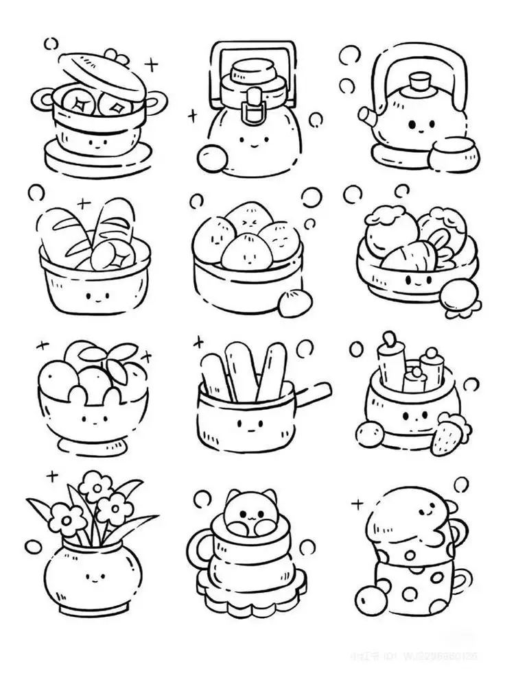 Sticker Tranh Tô Màu Đồ Ăn Vặt Cute: 50 Mẫu Hình Đáng Yêu 72