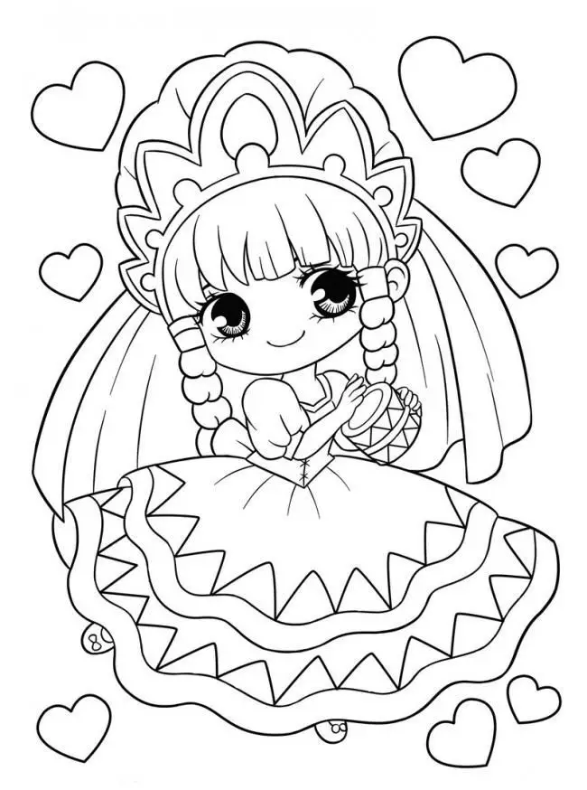 Tô màu công chúa chibi: Hình ảnh lung linh cho các bé gái 3