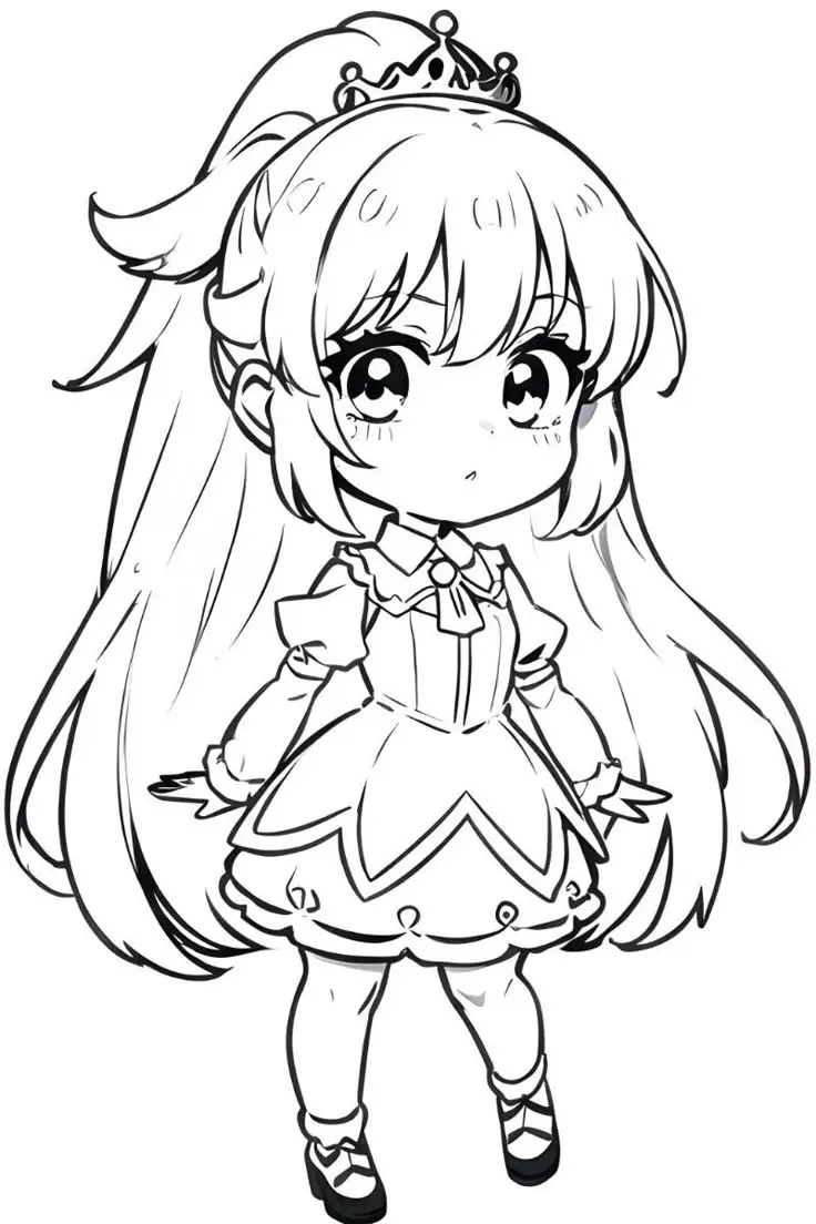 Tô màu công chúa chibi: Hình ảnh lung linh cho các bé gái 58