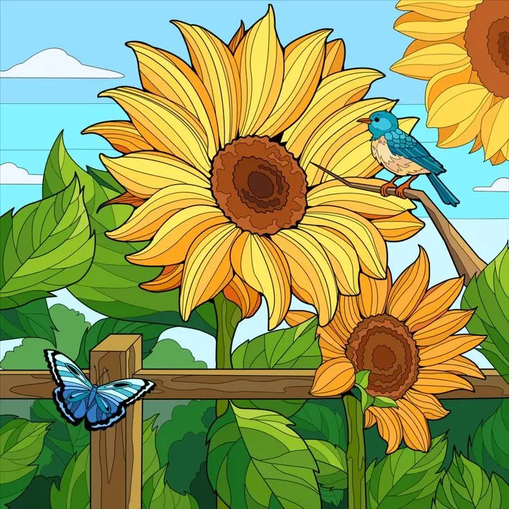 Tô màu hoa hướng dương tươi sáng cho trẻ nhỏ 40