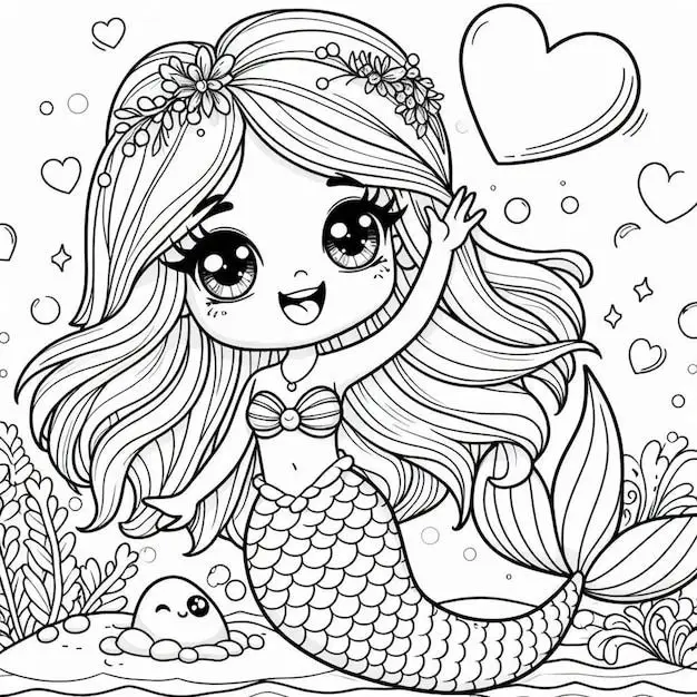 Tô Màu Nàng Tiên Cá Chibi Dễ Thương 1