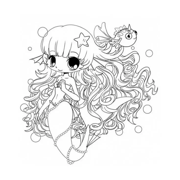 Tô Màu Nàng Tiên Cá Chibi Dễ Thương 2