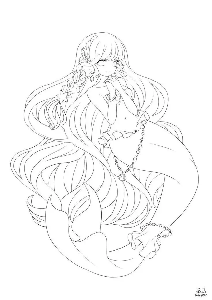 Tô Màu Nàng Tiên Cá Chibi Dễ Thương 4