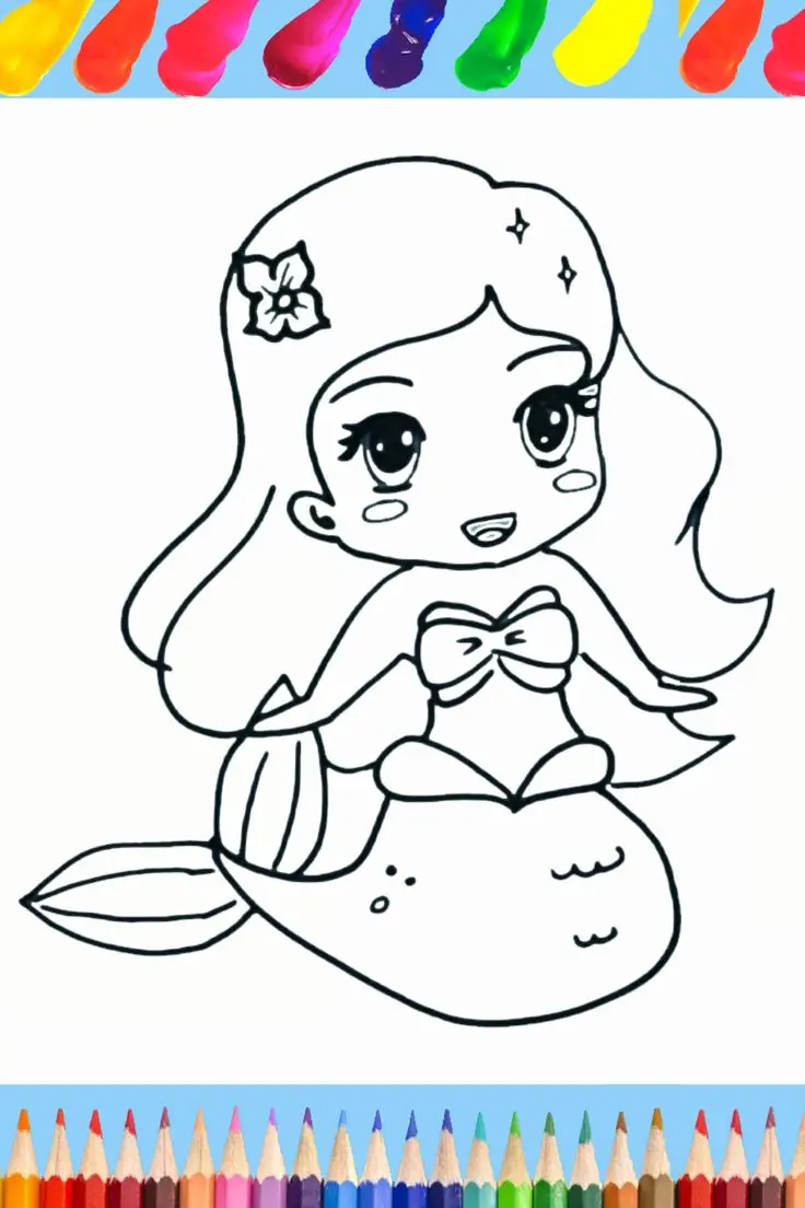 Tô Màu Nàng Tiên Cá Chibi Dễ Thương 5