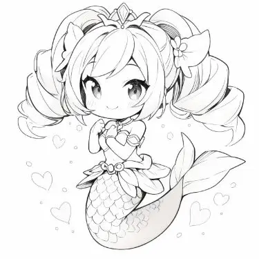 Tô Màu Nàng Tiên Cá Chibi Dễ Thương 6