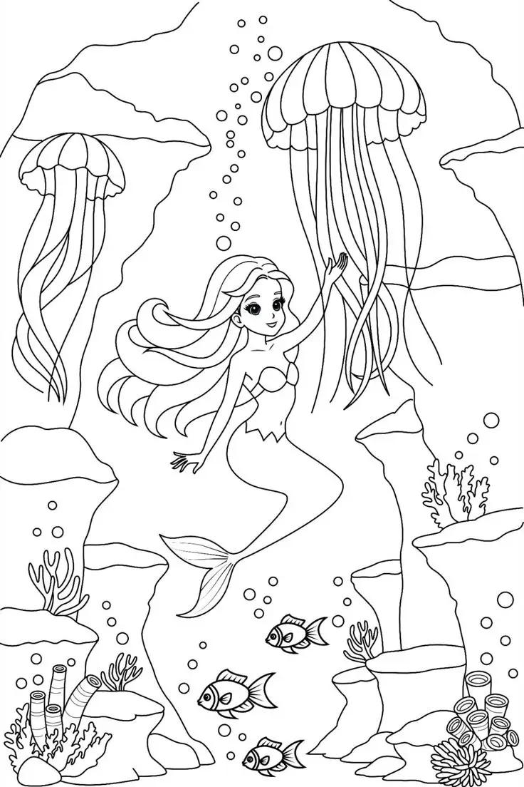 Tô Màu Nàng Tiên Cá Chibi Dễ Thương 13