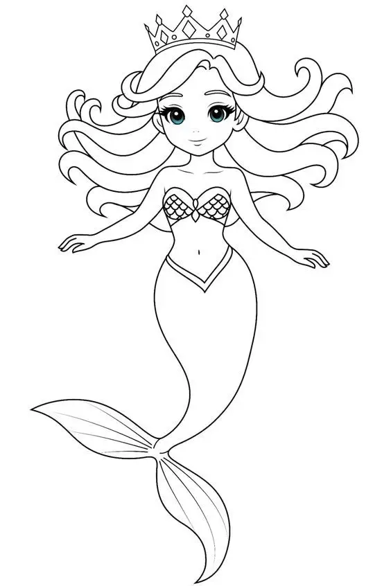 Tô Màu Nàng Tiên Cá Chibi Dễ Thương 16