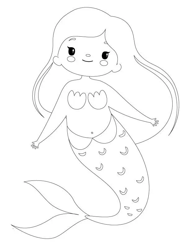 Tô Màu Nàng Tiên Cá Chibi Dễ Thương 17