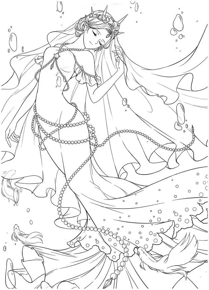 Tô Màu Nàng Tiên Cá Chibi Dễ Thương 22