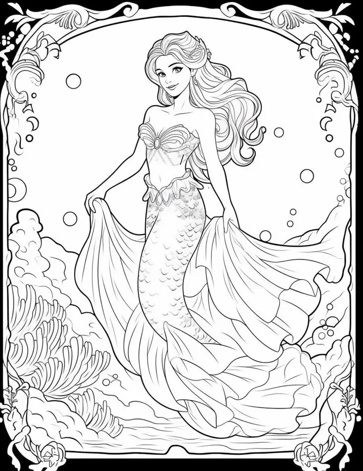 Tô Màu Nàng Tiên Cá Chibi Dễ Thương 24