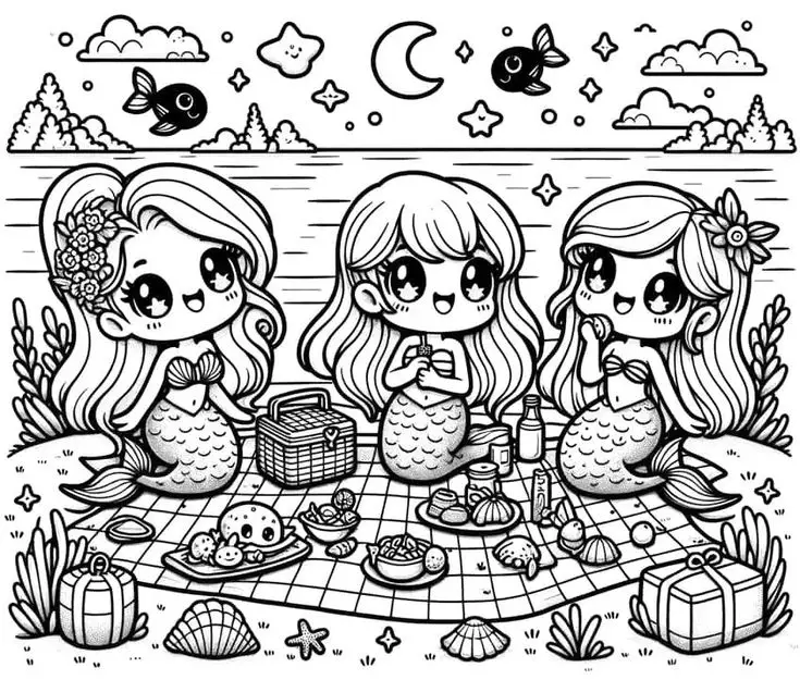 Tô Màu Nàng Tiên Cá Chibi Dễ Thương 28