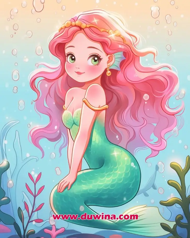Tô Màu Nàng Tiên Cá Chibi Dễ Thương 31