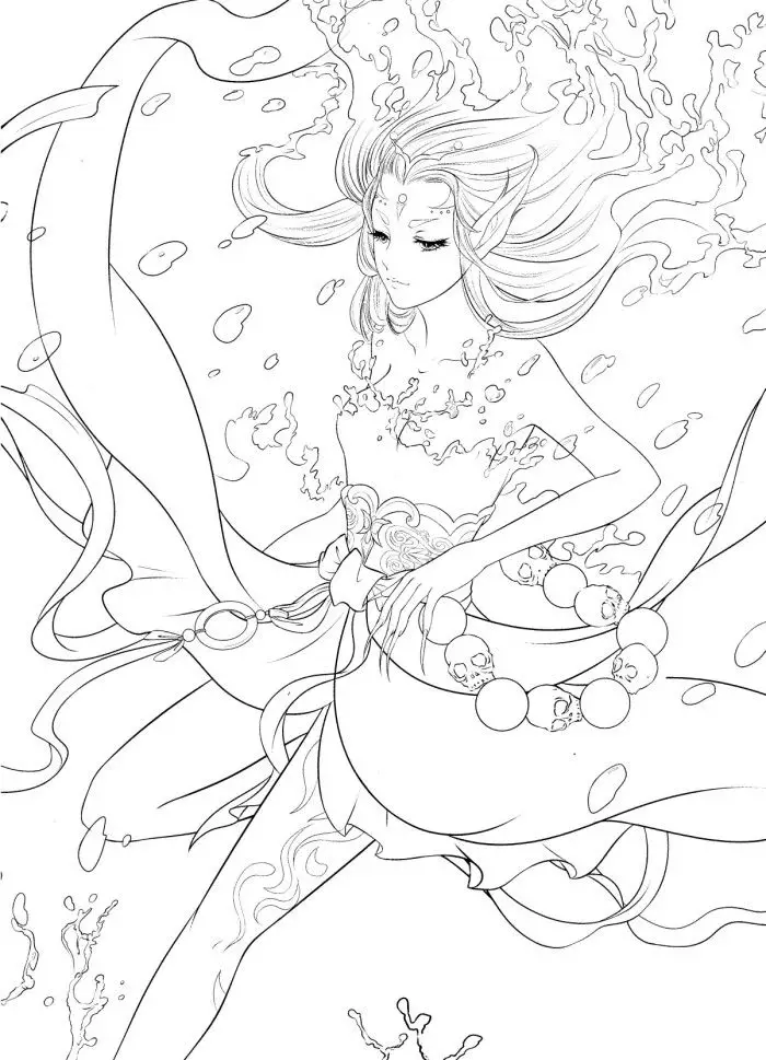 Tô Màu Nàng Tiên Cá Chibi Dễ Thương 37