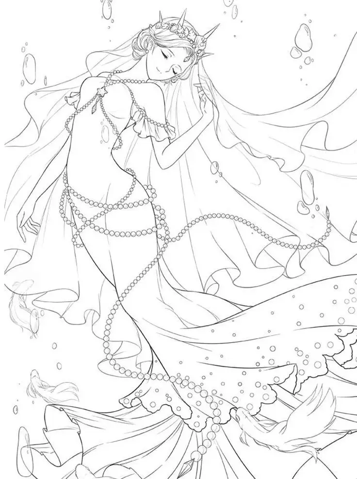 Tô Màu Nàng Tiên Cá Chibi Dễ Thương 45