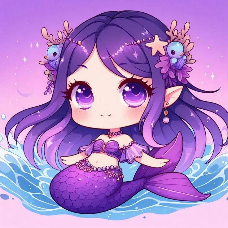 Tô Màu Nàng Tiên Cá Chibi Dễ Thương 57