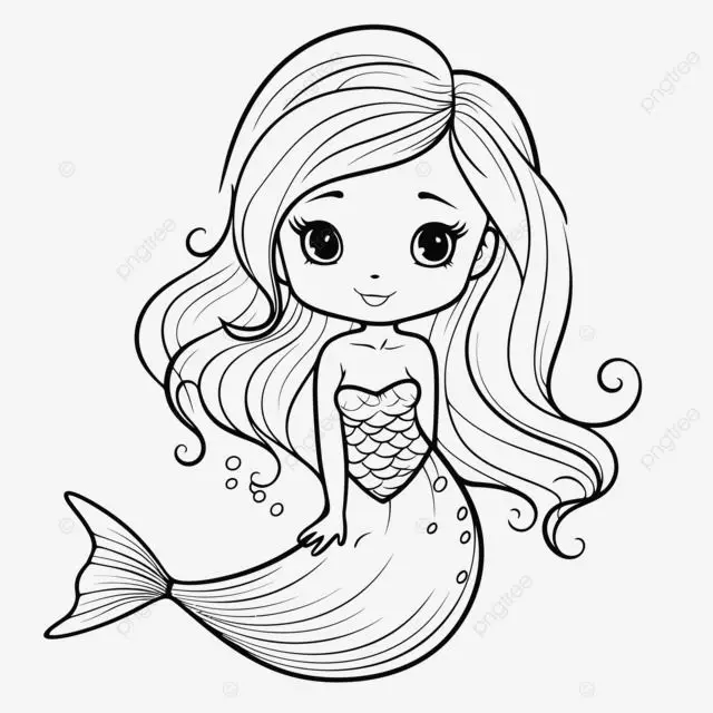 Tô Màu Nàng Tiên Cá Chibi Dễ Thương 64