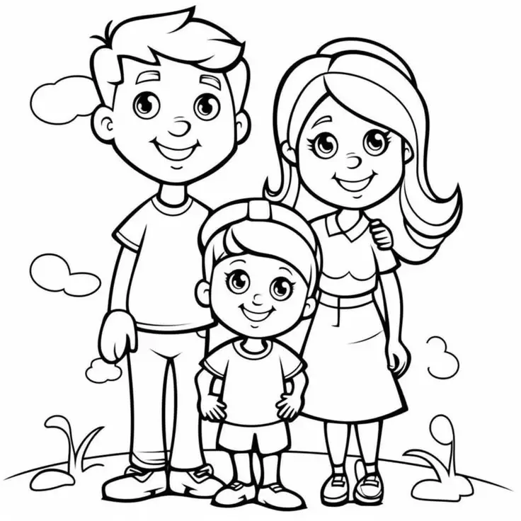 Tô Màu Tranh Vẽ Gia Đình 4 Người Ấm Áp 3