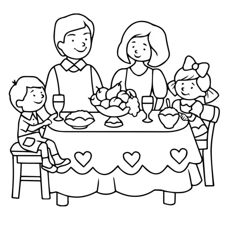 Tô Màu Tranh Vẽ Gia Đình 4 Người Ấm Áp 11