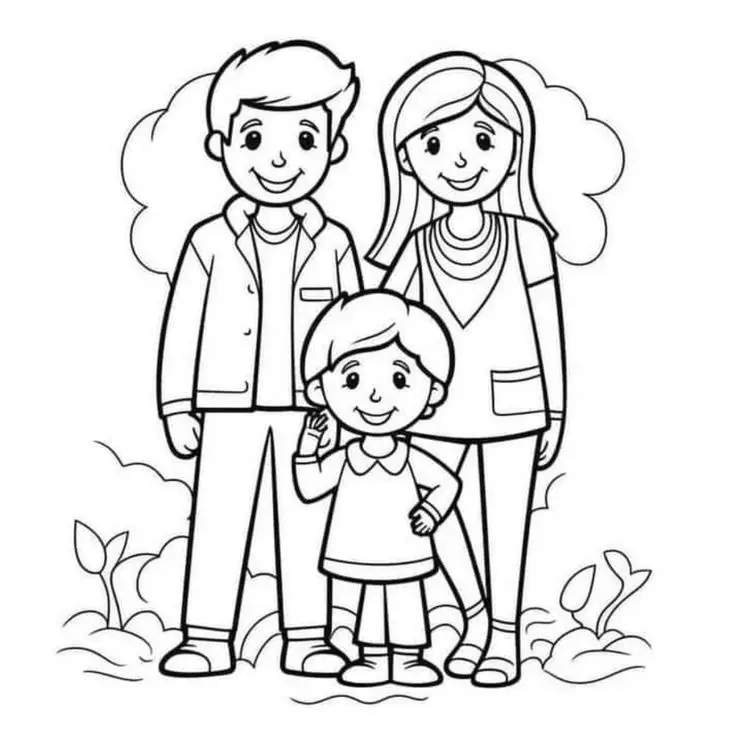 Tô Màu Tranh Vẽ Gia Đình 4 Người Ấm Áp 12