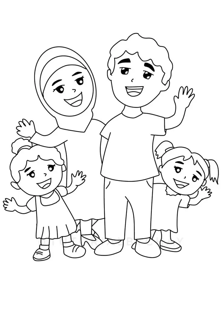 Tô Màu Tranh Vẽ Gia Đình 4 Người Ấm Áp 18