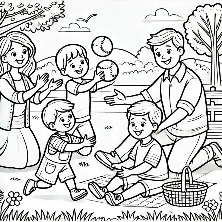 Tô Màu Tranh Vẽ Gia Đình 4 Người Ấm Áp 43