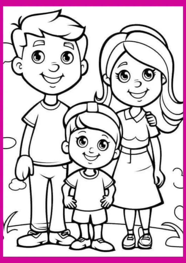 Tô Màu Tranh Vẽ Gia Đình 4 Người Ấm Áp 46