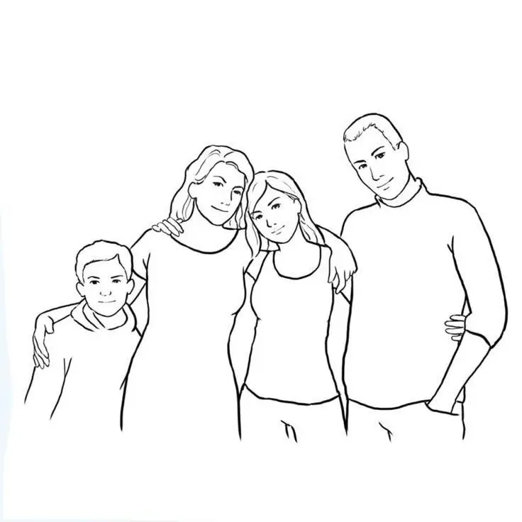 Tô Màu Tranh Vẽ Gia Đình 4 Người Ấm Áp 62