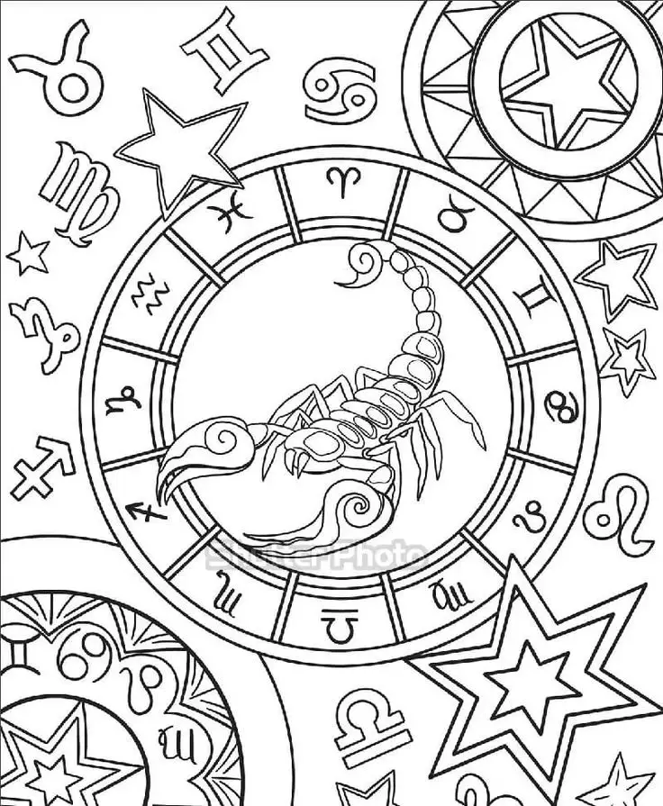 Tranh tô màu 12 cung hoàng đạo sắc màu 1