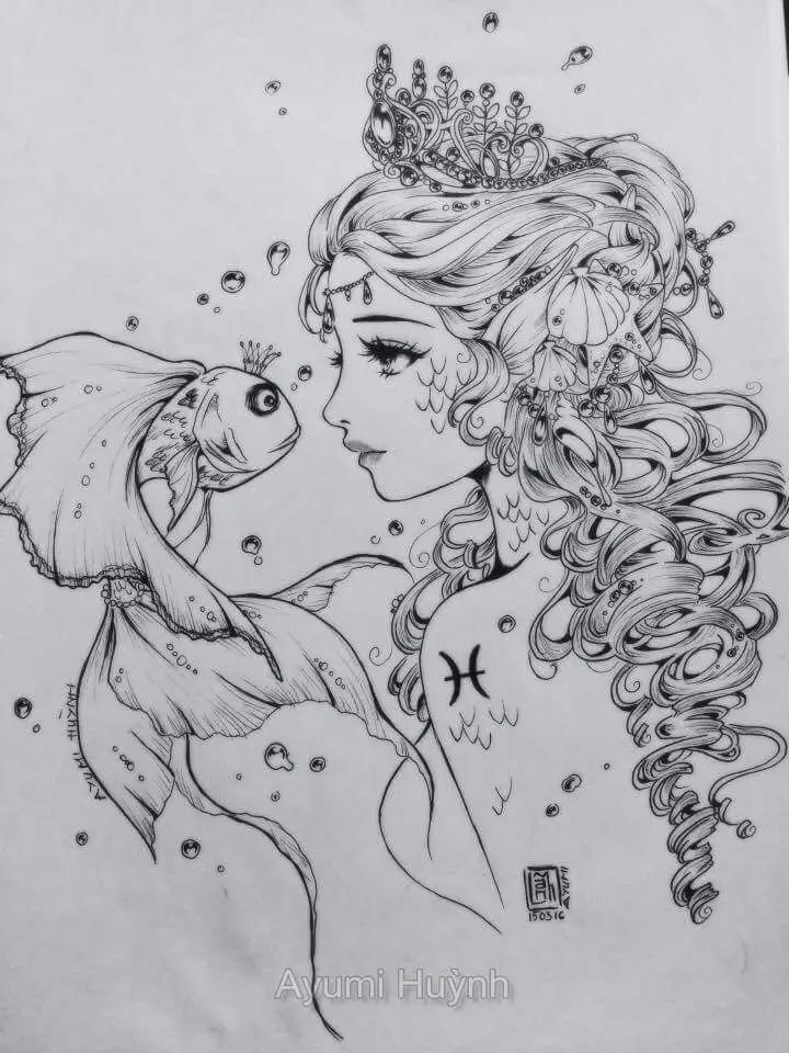 Tranh tô màu 12 cung hoàng đạo sắc màu 52