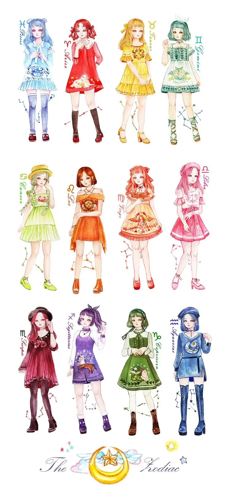 Tranh Tô Màu 12 Cung Hoàng Đạo Nữ Chibi Dễ Thương 47