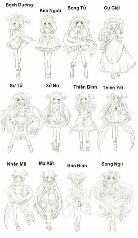 Tranh Tô Màu 12 Cung Hoàng Đạo Nữ Chibi Dễ Thương 63