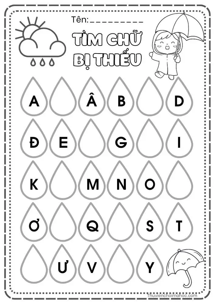 Tranh tô màu 29 chữ cái tiếng Việt giúp bé học tập 28