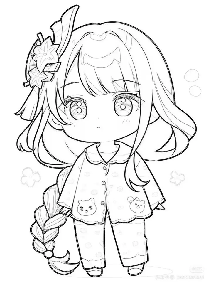 Tranh tô màu anime chibi cute dành cho trẻ em 1