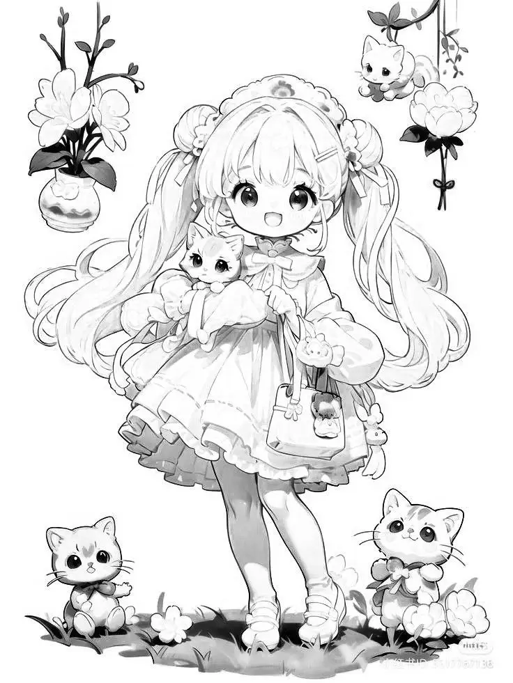 Tranh tô màu anime chibi cute dành cho trẻ em 3