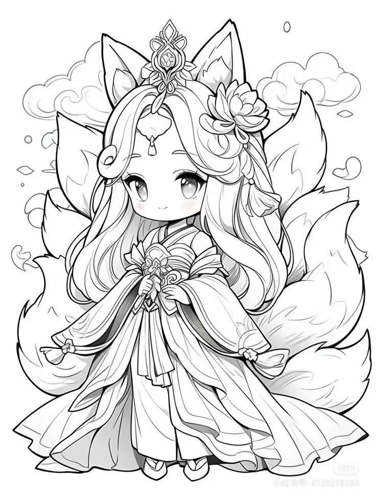 Tranh tô màu anime chibi cute dành cho trẻ em 4