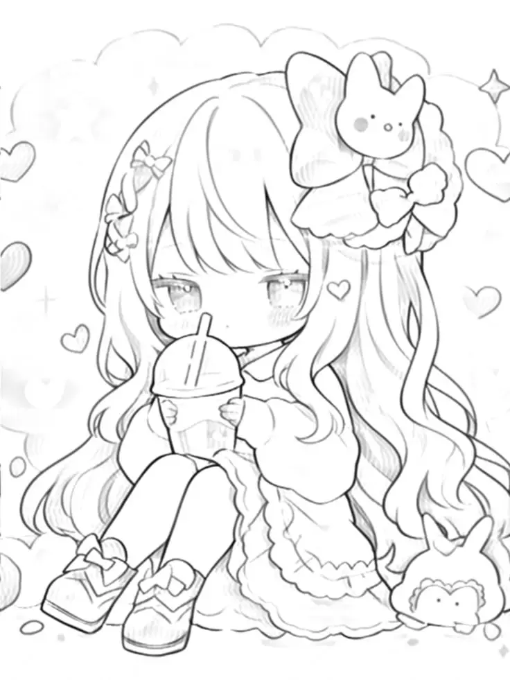 Tranh tô màu anime chibi cute dành cho trẻ em 6