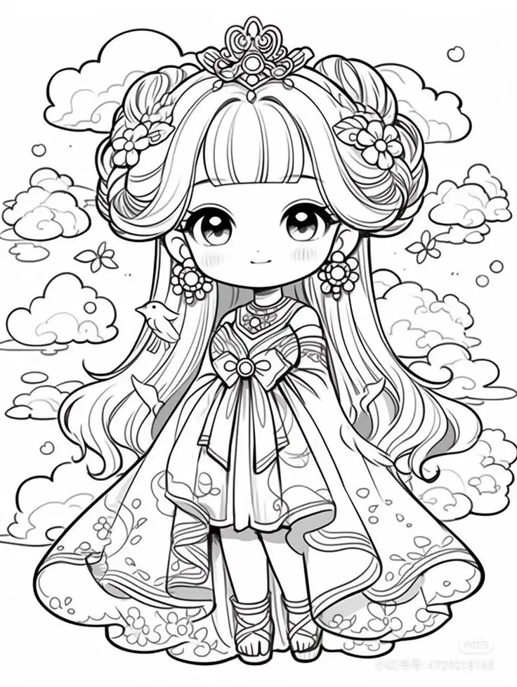 Tranh tô màu anime chibi cute dành cho trẻ em 7