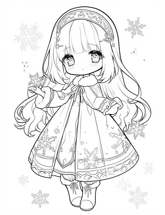 Tranh tô màu anime chibi cute dành cho trẻ em 9