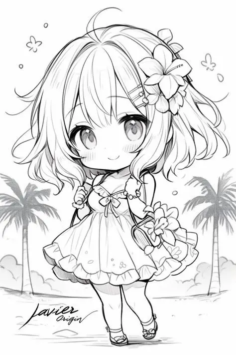 Tranh tô màu anime chibi cute dành cho trẻ em 14