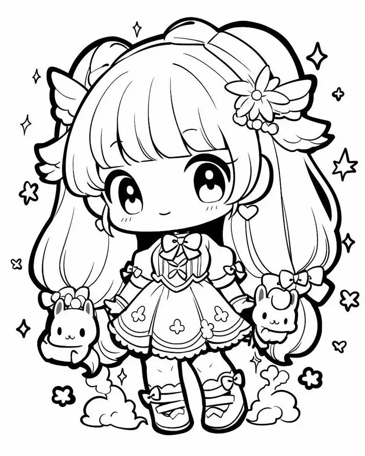 Tranh tô màu anime chibi cute dành cho trẻ em 15