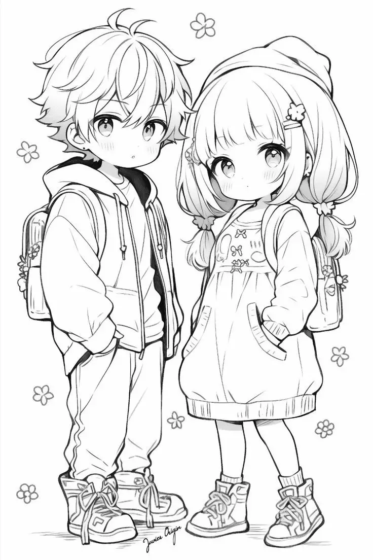 Tranh tô màu anime chibi cute dành cho trẻ em 16