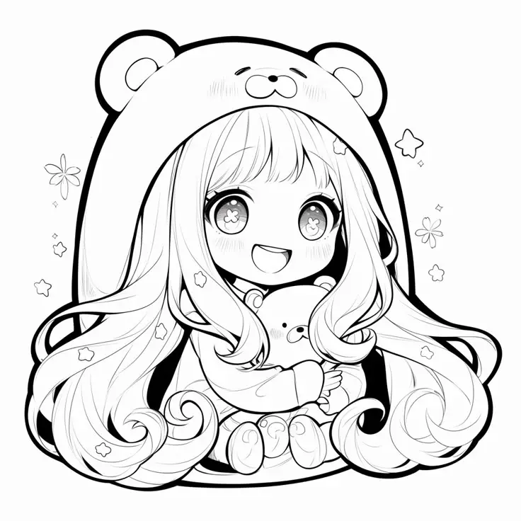 Tranh tô màu anime chibi cute dành cho trẻ em 17