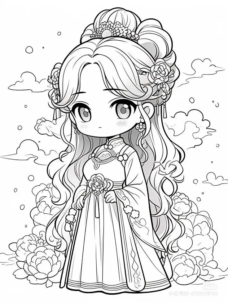 Tranh tô màu anime chibi cute dành cho trẻ em 27