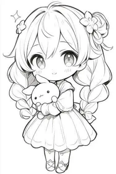 Tranh tô màu anime chibi cute dành cho trẻ em 28