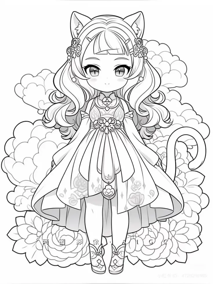 Tranh tô màu anime chibi cute dành cho trẻ em 30