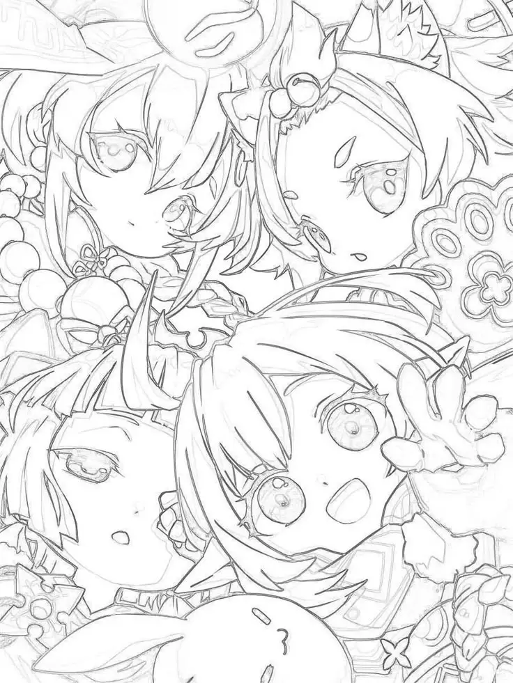 Tranh tô màu anime chibi cute dành cho trẻ em 33